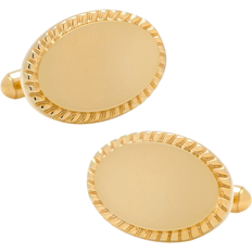 Gold Plated Cufflinks Ox and Bull Rope Border Oval Engravable Cufflinks - Gold