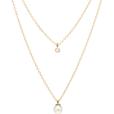 Zoe Chicco Layered Chain Necklace - Gold/Diamond/Pearl