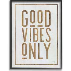 Stupell Industries Good Vibes Only Rustic White and Exposed Wood Look Sign Framed Art 3.8x76.2cm