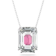 Swarovski Chroma Octagon Cut Necklace - Silver/Pink