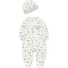 One piece hat Little Me Tiny Dinos Footed One-Piece & Hat - White