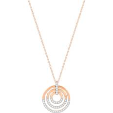 Swarovski Silver Plated Necklaces Swarovski Circle Pendant Necklace - Rose Gold/Silver/Transparent