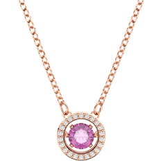 Swarovski Pendentif Una, Taille ronde, Long, Violet, Placage de ton or rosé