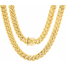 Steeltime Classic Cuban Chain Link Necklace - Gold