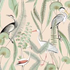 DUTCH WALLCOVERINGS Tapet Flamingo gräddvit och mintgrön