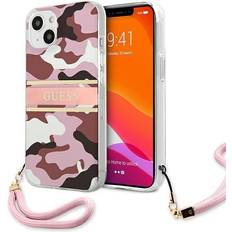 Iphone 13 lyserød Guess Camo etui med håndstrop (iPhone 13) Lyserød