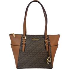 Mk shoulder bags Michael Kors Charlotte Large Logo Top-Zip Tote Bag - Brown