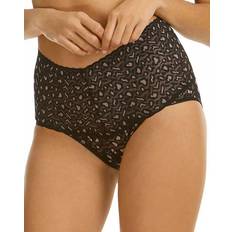 Hanky Panky Cross Dyed Leopard Retro V-Kini - Black/Praline