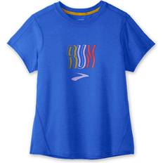 Brooks Distance Graphic Short Sleeve Top Women - Heather Bluetiful/Run Relaxed