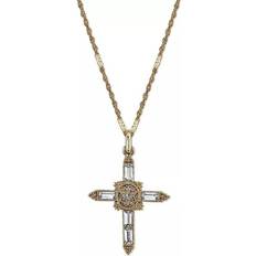 Symbols of Faith Cross Pendant Necklace - Gold/Transparent