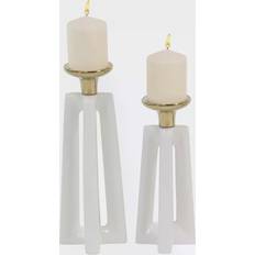 White Candle Holders CosmoLiving by Cosmopolitan Modern Candle Holder Set of 2 Candle Holder 2