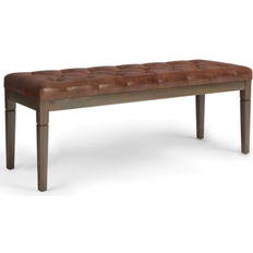 Leathers Benches Simpli Home Waverly Leather Settee Bench 48x19"