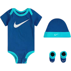 Elastan Andre sett NIKE Baby Swoosh Bodysuit Hat & Booties Set - Blue