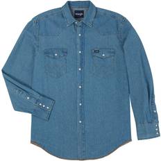 Denim Shirts - Men Wrangler Cowboy Cut Western Work Shirt - Jean