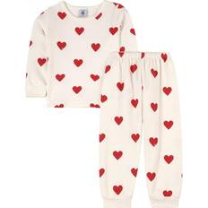 Indumenti da notte Petit Bateau Children's Hearts Print Fleece Pyjamas - Marshmallow White/Terkuit Red (A00FR01040)