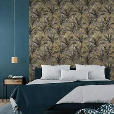 Dutch Wallcoverings Tapet Palm Trees guld och svart
