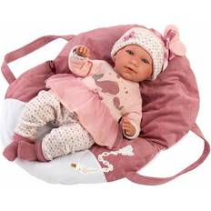 Llorens Poppen en Poppenhuizen Llorens Mimi 42cm met draagstoel roze