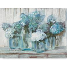 Trademark Fine Art Hydrangeas in Glass Jar Framed Art 48.3x35.6cm