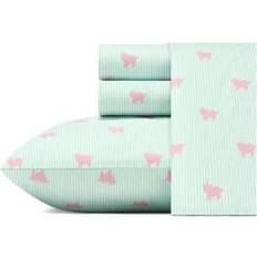 Poppy & Fritz Pigs 200 Thread Count Bed Sheet Green, Pink (243.84x167.64cm)