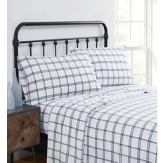 Truly Soft Bristol Plaid Bed Sheet White, Black (33.02x)