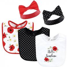 Red Pacifiers & Teething Toys Hudson Cotton Bib and Headband or Caps Set 5-pack Poppy Daisy