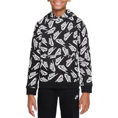 Nike Babies Hoodies Children's Clothing Nike Boy's Sportswear Allover Print Futura Pullover Hoodie - Black/White (DJ5508-010)