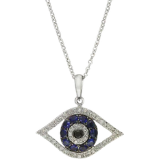 Effy Necklaces Effy Evil Eye Pendant Necklace - White Gold/Diamonds/Sapphire/Black