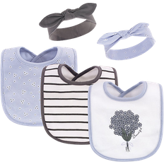 Grey Drool Bibs Hudson Cotton Bib and Headband or Caps Set 5-pack Periwinkle