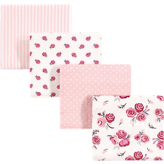 Pink Baby Blankets Hudson Cotton Flannel Receiving Blankets 4-pack Rose