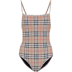 Beige Swimsuits Burberry Check Swimsuit - Archive Beige