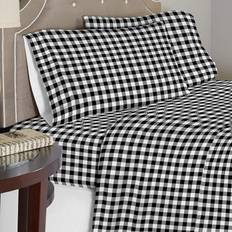 Pointehaven Flannel Bed Sheet Black, White (254x177.8cm)