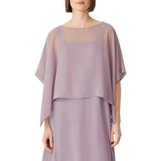 Solid Colors - Women Capes & Ponchos Eileen Fisher Bateau Neck Silk Crop Poncho - Misty Lilac