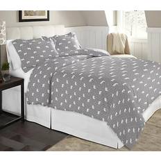 Pointehaven Flannel Bed Sheet Grey, White (254x213.36cm)