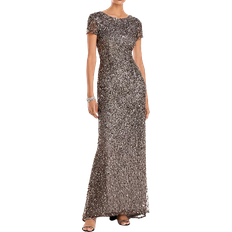 Sequined Cap Sleeve Gown - Lead