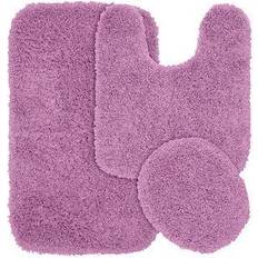 Monochrome Bath Mats Jazz Shaggy Bath Rug 3 Pcs Purple 21x34"