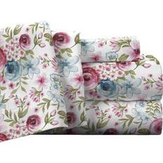 Pointehaven 175 GSM Bed Sheet Green, Pink (264.16x233.68cm)