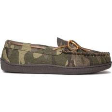 Green Moccasins Minnetonka Pile Lined Hardsole - Green Camo Print