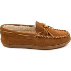 Men - Slip-On Moccasins Minnetonka Pile Lined Hardsole - Brown