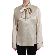 Dolce & Gabbana Elegant Beige Silk Satin Blouse Beige