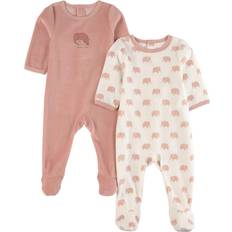 Elefantit Yöasut Absorba Velvet Footed Baby Body 2-Pack - Granite Pink