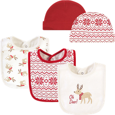 Red Drool Bibs Hudson Cotton Bib and Headband or Caps Set 5-pack Oh Deer