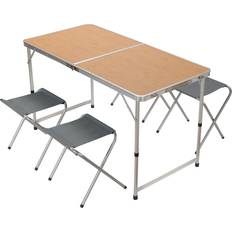 Tables de camping Redcliffs Table de camping pliable avec 4 chaises 120x60x70 cm Marron