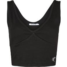 Calvin Klein Ribbed Crop Tank Top - Black