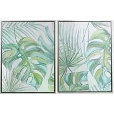 CosmoLiving by Cosmopolitan Cosmopolitan Green Leaf Framed Art 24x32" 2