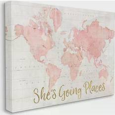 Wall Decor Stupell Industries She's Going Places Quote Pink World Map Wall Decor 24x30"