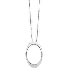 White Ice Accent Open Oval Necklace - Silver/Diamonds