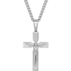 Men - Silver Plated Necklaces Macy's The Lord's Prayer Crucifix Pendant Necklace - Silver