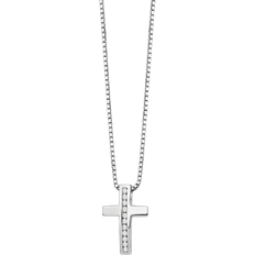 White Ice Accent Cross Pendant Necklace - Silver/Diamonds