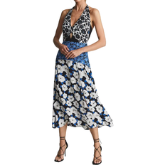Reiss Mara Mix Floral Halter Neck Dress - Blue/Navy
