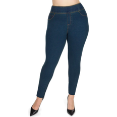 MeMoi Cotton Blend Denim Shaping Jean Leggings - Blue